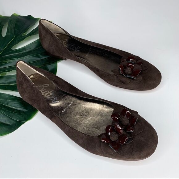 Butter Italy brown ballet flats removable bow 38 - Picture 1 of 7